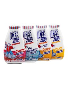 ICEE Zero Calorie Cherry, Blue Raspberry, Orange and Mango Liquid Water Enhancer Drink Mix, Natural Flavor Drops, Sugar Free, 1.62 Fl Oz Concentrate (48 ml) - 4 Ultimate Variety Pack