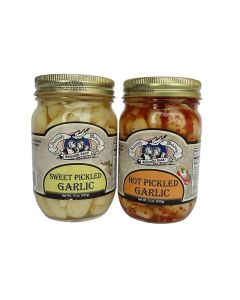 Amish Wedding AllNatural Hot and Sweet Pickled Garlic 15 Ounces 2 Jars