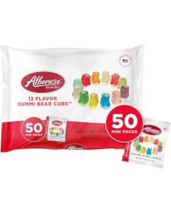 Albanese World's Best 12 Flavor Gummi Bear Cubs - 50 Mini Snack Packs