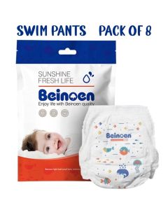 Pack of 8 Disposable Swim Diapers, Ultra-Soft and Durable Swim Nappies for Beach, Pool – Cute Swim Pants for Little Boys and Girls, Toddlers