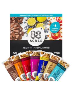 88 Acres Granola Bars Variety Pack 12 Count School Safe Allergen Free Seed Oat Snack Bar Gluten Nut Free Vegan NonGMO Kosher Individually Wrapped