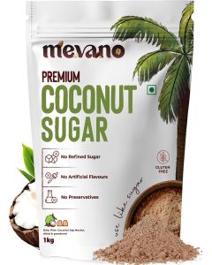 Mevano Coconut Sugar (1kg) for Kids & Adults / Unprocessed Coconut Jaggery Natural Sweetener (Gur/Gud) Powder / Healthy Sugar Substitute / No Preservatives or Additives