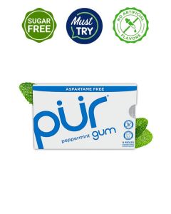 Chewing Gum Sugar Free Peppermint Flavor 9 Pieces Blister Pack of 1 Aspartame Free Gluten Free Non GMO Chewing Gum