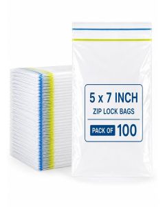SIYA Premium Ziplock Bags(5X7Inch) x 100pcs, Zip lock Bag For Prasad, Freezer RE-USABLE Zipper Bags, Ziplock Bags For Fridge Storage, Heavy Duty, Transparent, Airtight Leakproof Seal