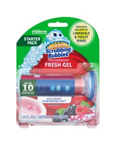 Scrubbing Bubbles Fresh Gel Toilet Bowl Cleaning Stamps Helps Keep Toilet Clean and Helps Prevent Limescale Rings Berry Burst Scent 6 Stamps