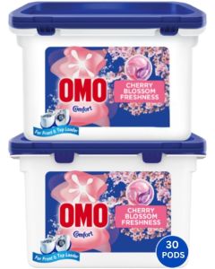 OMO Comfort 3in1 Laundry Capsules - Cherry Blossom Freshness, 30 Pods for Effective Stain Removal