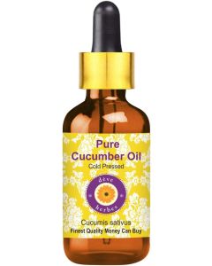 Deve Herbes Pure Cucumber Oil Cucumis sativus NonSticky NonGreasy For Skin Hair Massage DIY Use 50ml with Glass Dropper