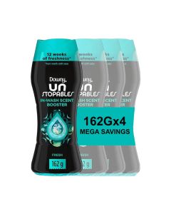 Downy Unstopables In Wash Scent Booster Beads Fresh Scent 162g Pack of 4 Long Lasting Laundry Fragrance Fabric Freshener Odor Eliminator