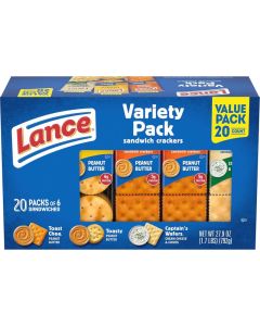 Lance Variety Pack Sandwich Crackers - ToastChee & Toasty Peanut Butter, Captain's Wafers Cream Cheese - 20 Count