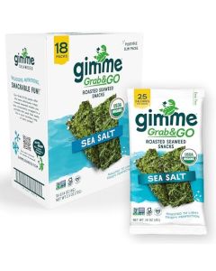 Gimme Seaweed Grab Go Organic Premium Roasted Seaweed Snacks Sea Salt 18 Count Trayless Keto Vegan GlutenFree Great Source of Omega3s and Iodine Healthy OnTheGo Snack for Kids and Adults