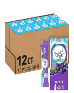 Crystal Light Sugar-Free Energy Grape On-The-Go Powdered Drink Mix, 10 Count (Pack of 12)