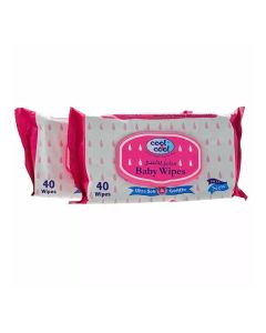 Cool & Cool Gentle Wipes, Ultra Soft Baby Wipe, Dual Pack- 2X40's
