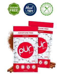 PUR Gum 100% Xylitol Chewing Cinnamon, Sugar-Free + Aspartame Free, Vegan + non GMO, 55 Count (Pack of 2)