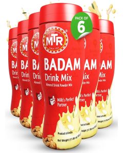 MTR Badam Drink Mix - 500g Pack of 6, Multi-purpose Drink Mix, Premium Almond Drink Mix made with select quality Almonds, Saffron & Cardamom, Authentic Indian Flavor, Quick & Easy to Prepare, Ideal for Desserts