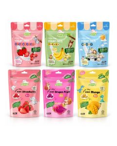 Little Fingers Starter Bundle, 6 x 15g Variety Pack / 3 Mini Fruits & 3 Yogurt Melts / Healthy Snack for Babies & Toddlers, 10+ Months