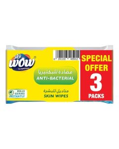 WOW Refreshing Anti-Bacterial Skin Wipes - Pack of 3
