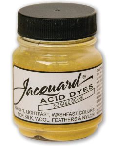 Jacquard Acid Dye 12oz Jar Gold Ochre Acid Dye for Wool Silk Alpaca Feathers Cosplay Wigs and Nylon Powder Wool Dye for Full Coverage Dyeing Vibrant Acid Silk Dye