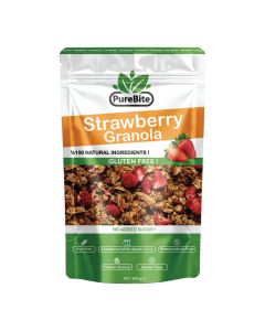 PUREBITE Gluten‑Free Strawberry Granola 300 g – No Added Sugar, Real Strawberries