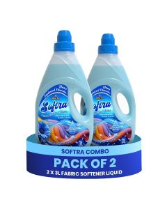 6 L Fabric Softener Liquid Concentrate - Fresh Floral Scent, Blue - 2 Packs of 3L - Protects Color - Gentle on Fabric - Makes Clothes Soft, Fresh & Shiny