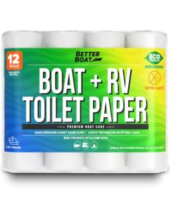 Boat and RV Toilet Paper Septic Safe Quick Dissolving Tissue 12 Single Rolls Biodegradable 2Ply for Marine Travel and Camper Systems Camping TankSafe Bulk Pack