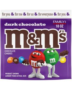 M&M'S Dark Chocolate Candy, Family Size 18 oz Resealable Bag