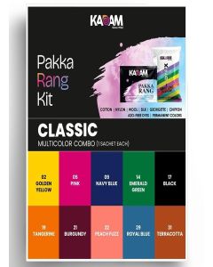Kadam Pakka Rang Fabric Dye for Clothes Permanent / Classic Multicolour Combo / 10 Sachets Colour Dye Powder / Includes 5 DyFix Colour Fixer