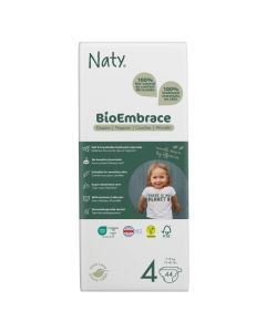 BioEmbrace Baby Diapers Size 4 (7-18 kg),100% Biobased on Skin, Plant-Based Softness, Dermatologically Tested and Super Absorbent, Pack of 44