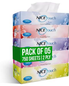Nice Touch 2-Ply Facial Tissue Box - Pack of 5