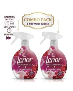 Lenor Crease Releaser Spray 2PCS COMBO 2x500ml – Jasmine & Red Berries Fabric Wrinkle Remover, Fresh Scent & Static Control
