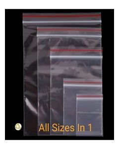 Total Premium 100 pieces Multi Sizes In 1 Pack Re-Usable Transparent Ziplock Pouch/Zipper Pouch Bags for Freezer, Refrigerator Food, Fruits, Seeds, jewellery, Coins (100 pieces Ziplock covers)