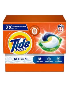 Tide Original All In One Laundry Detergent Pods Whitens Brightens Freshens 15 Count 307.5g