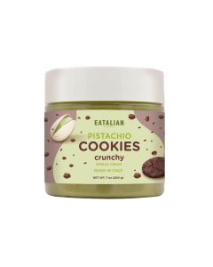 EATALIAN by AMZ BETTER Pistachio Cream with sweet crunchy biscuit, 7 oz/200g, Delicious spread with a uniquely sweet taste, Ideal on bread, Perfect with ice cream, Made in Italy