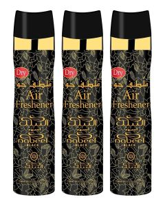 3 Pcs Nabeel Black Air Freshener 300ML Luxurious Long-Lasting Arabian Fragrance for Home, Car & Office