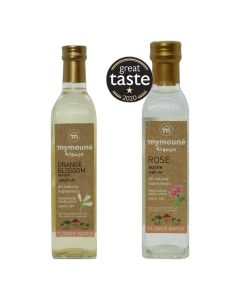 MYMOUNE Lebanese Floral Waters Set 2x250ml / Rose Water & Orange Blossom Water / For Desserts, Drinks & Baking
