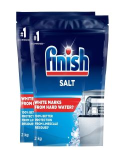Finish 2 Kg, Dishwasher Salt / Softens hard water / World's #1 Recommended Dishwashing Brand (Pack of 2