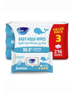Aqua Wipes 99.9% Pure Water 3 x 72 Wipes