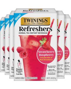 Twinings Strawberry Raspberry Refreshers Herbal Tea Instant Beverage, 5 Count (Pack of 6)