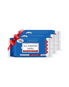 Cool & Cool All Purpose Wipes 72's(Pack of 3) - Cleanses & Protects,Kills 99.9% Germs, Disinfectant, Stain Removal & Travel Friendly 216 Wipes