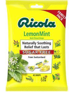 Ricola Sugar Free Large Bag Bundle SF Lemon Mint 45 ct SF Swiss Cherry 45 ct 2 Bag Pack