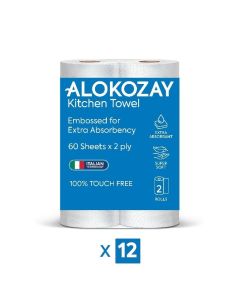 Kitchen Towel / Multi Purpose Towel - 2 Rolls X 2 Ply X 60 Sheets x Pack of 12