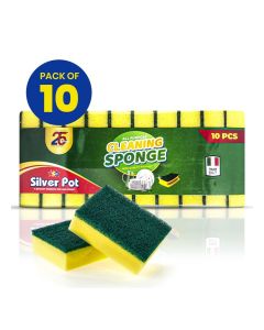 Kitchen Sponge & Scourer – Pack of 10, 12cm Dual-Purpose Cleaning Sponge for Pots, Pans, Kitchen Utensils, and Delicate Surfaces