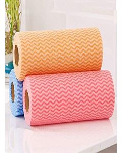 Magic Providers Large Size Non-Woven Reusable & Washable Kitchen 3 Ply Wipes Kitchen Towel / Kitchen Tissue Roll for Cleaning Kitchen Surface 80 Pulls in Roll (Pack of 1) - Ranom Colors