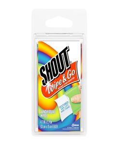 Shout Wipes, Wipe and Go Instant Stain Remover, Laundry Stain and Spot Remover for On-the-Go, 4 Wipes (Pack of 1)