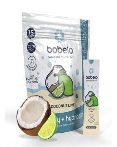 Bobelo Self Carbonating Hydration Packets - Coconut Lime Flavor (15ct) / Low Calorie Electrolyte Drink Mix / Keto Friendly, Sugar Free Water Enhancer / Soda Sparkling Water Alternative