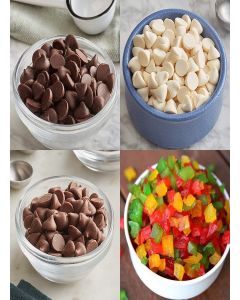 La Aromatic Cake Making kit Dark Choco chips-100gm,White Choco Chips-100gm,Milk Choco Chips 100gm,Tooti frooti Chunks 100gms