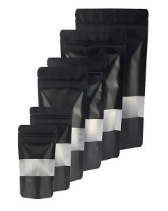 VELEXE Black Matte Zip Lock Stand Up Pouches / 150mm*220mm / 500 Grams / Pack of 100 / Reusable, Leakproof & Airtight Multi-Purpose Pouches with Self-Sealing Technology