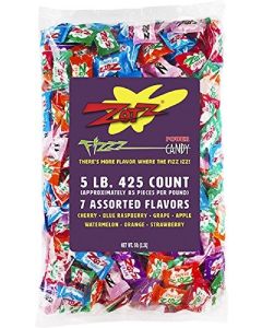 ZOTZ Fizzy Sour Candy Bulk Retro Italian Hard Candy Individually Wrapped Classic Nostalgic 7 Assorted Flavors Cherry Watermelon Strawberry Blue Raspberry Apple Orange Grape 425 Pieces Bag for Party Favors Goodie Bags Piata Candy Buffet