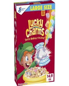 General Mills Lucky Charms Gluten Free Cereal with Marshmallows, Kids Breakfast Cereal, Made with Whole Grain, Large Size, 14.9 oz