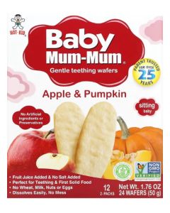 Gentle Teething Wafers Apple Pumpkin 12 Packs 2 Wafers Each