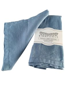Hemstitched Linen Napkins 20 Inch x 20 Inch Stonewashed Pure Linen Cloth Dinner Napkins with Mitered Corners 100 French Flax Machine Washable Set of 4 Dusty Pastel Blue